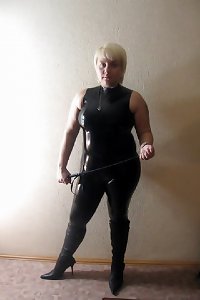 plumper senior femdom pvc spandex leather strap dildo 07